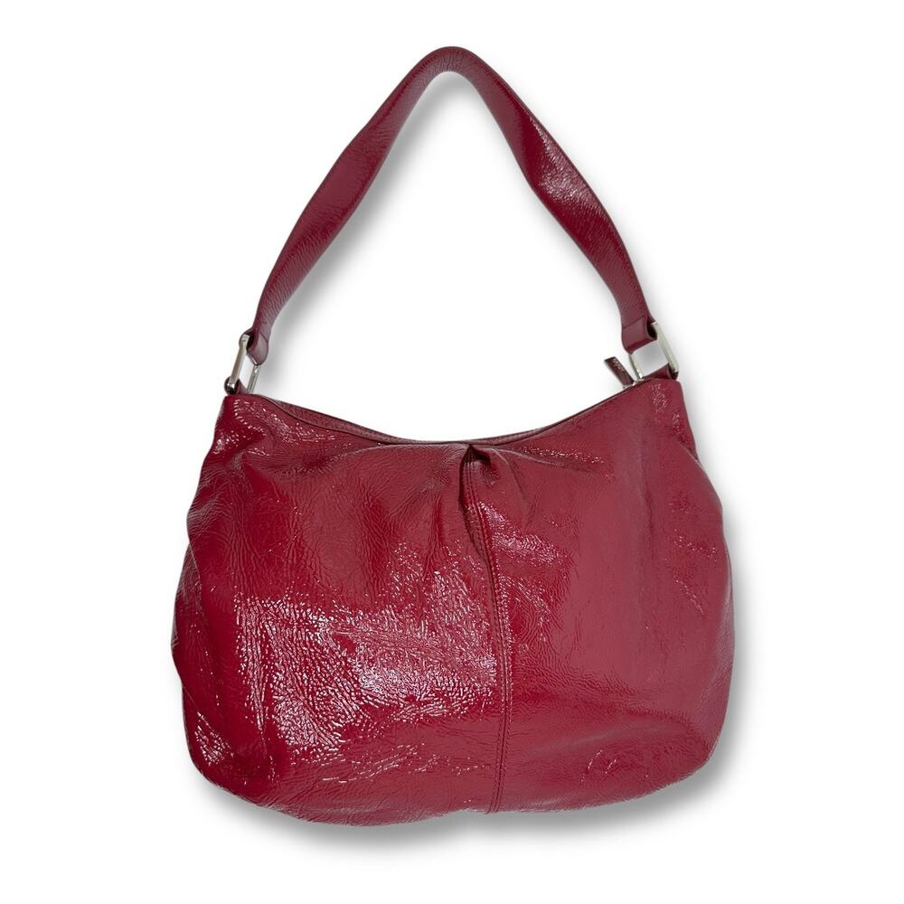 Hobo International Women Patent Shoulder Bag Berry Wine Purple Crinkle Leather - Picture 13 of 14